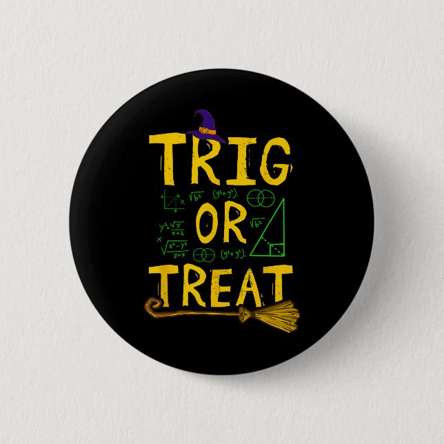 Halloween Math Teacher Trig eller Treat Student Sc Knapp (Framsida)
