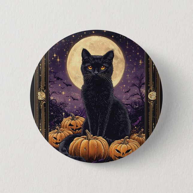 Halloween-matriskort med svart katt knapp (Framsida)