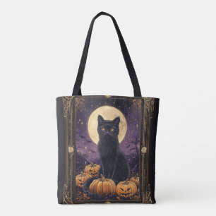 Halloween-matriskort med svart katt tygkasse