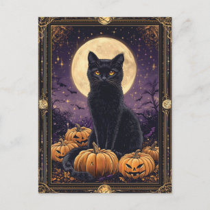 Halloween-matriskort med svart katt vykort