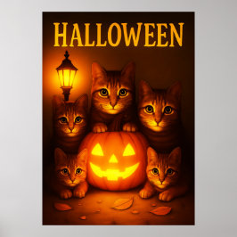 Halloween med Cat Orange Digital Art Poster