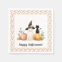 Halloween med fantasifull spök och svart katt