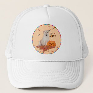 Halloween med gul Labrador Retriever Truckerkeps