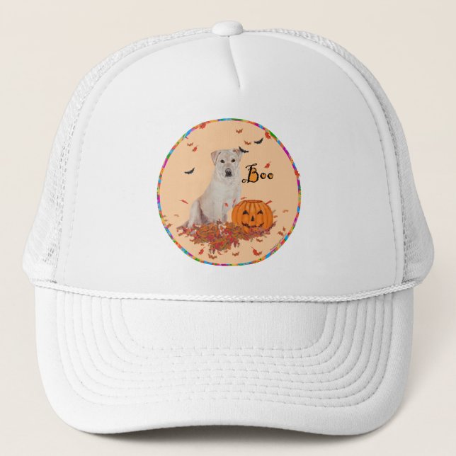 Halloween med gul Labrador Retriever Truckerkeps (Framsida)
