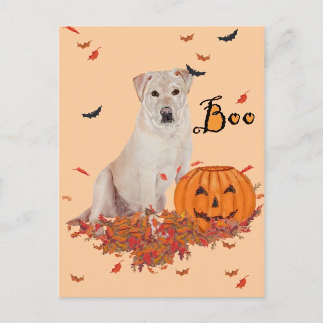 Halloween med gul labrador retriever vykort (Framsida)
