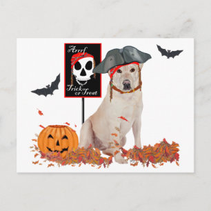 Halloween med gul labrador retriever vykort