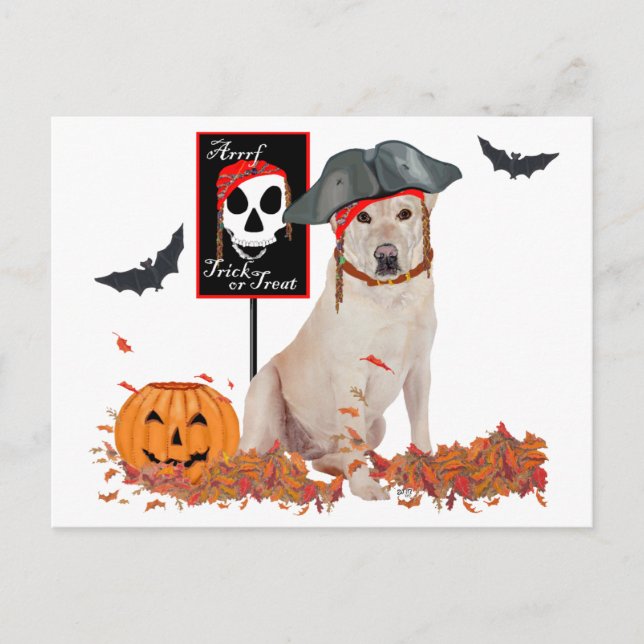 Halloween med gul labrador retriever vykort (Framsida)