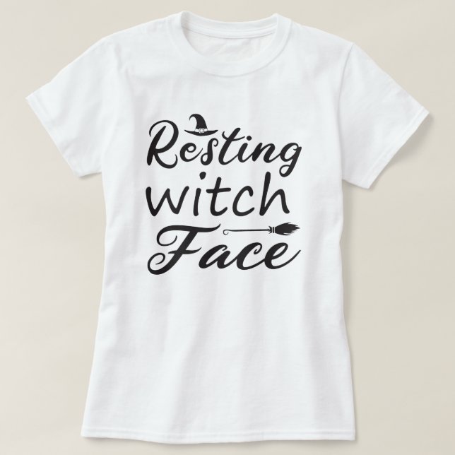Halloween med häxa i vila t shirt (Design framsida)