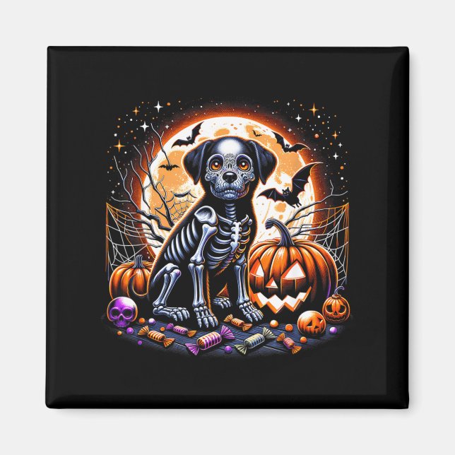 Halloween med hundskelett magnet (Framsidan)