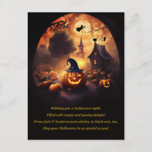 Halloween med Jack o lantern Witch Cute Helg Vykort