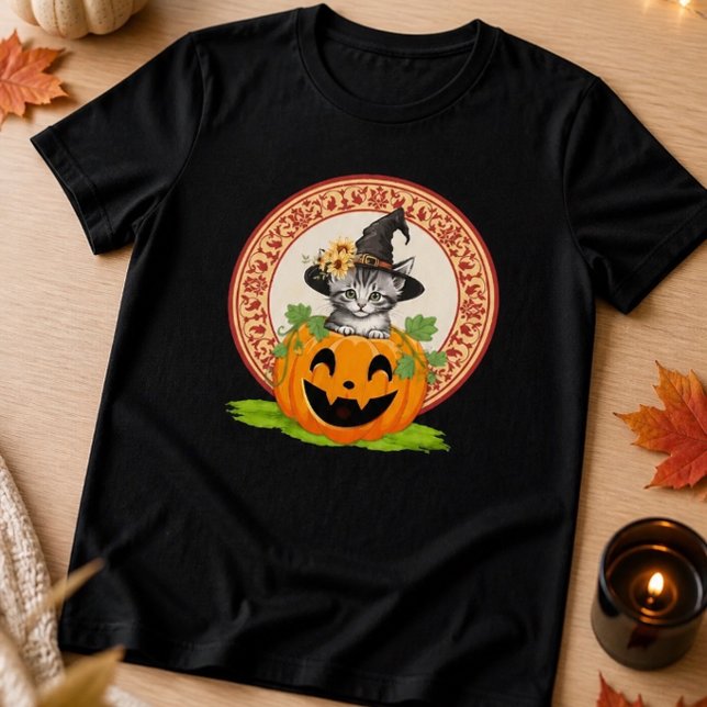 Halloween med kattunge i pumpa t shirt (Skapare uppladdad)