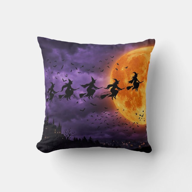 Halloween med måne och häxa kudde (Framsida)