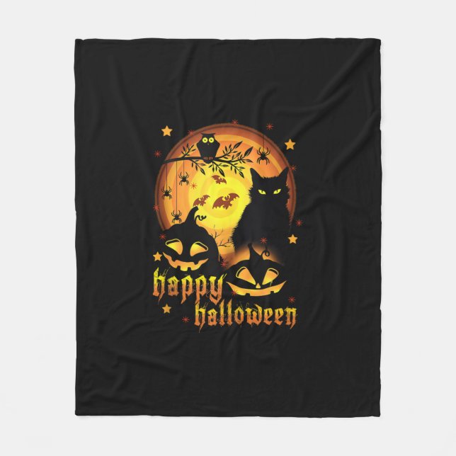 Halloween med Måne Pumpkins Fladdermus spiders och Fleecefilt (Framsidan)