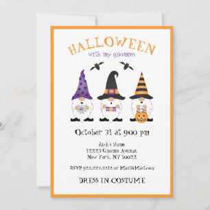 Halloween med min Gnomies Lila Orange Inbjudningar