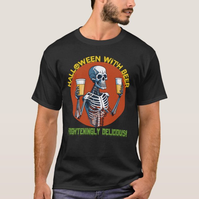 Halloween med öl t shirt (Framsida)