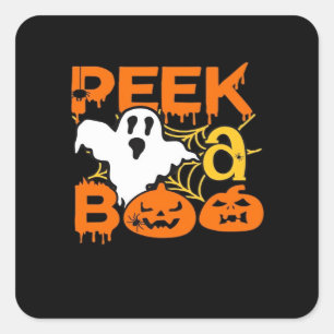 Halloween med Pumpkins Peekaboo Fyrkantigt Klistermärke