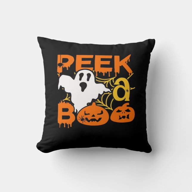 Halloween med Pumpkins Peekaboo Kudde (Framsida)