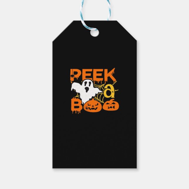 Halloween med Pumpkins Peekaboo Presentetikett (Framsidan)