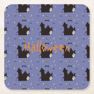 Halloween med spöken häxor och fladdermus underlägg papper kvadrat