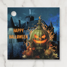 Halloween med spökpumpa och herrgård   gåvor etiketter