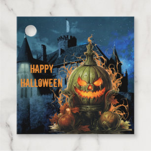 Halloween med spökpumpa och herrgård gåvor etiketter