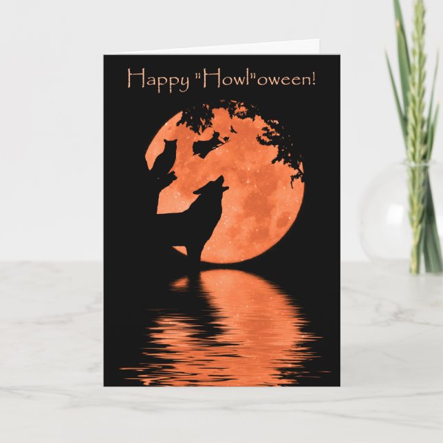Halloween med vargen och häxan kort (Framsida)