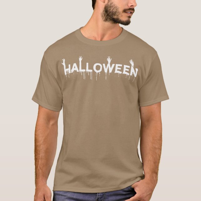Halloween med Zombie Händer vän T Shirt (Framsida)