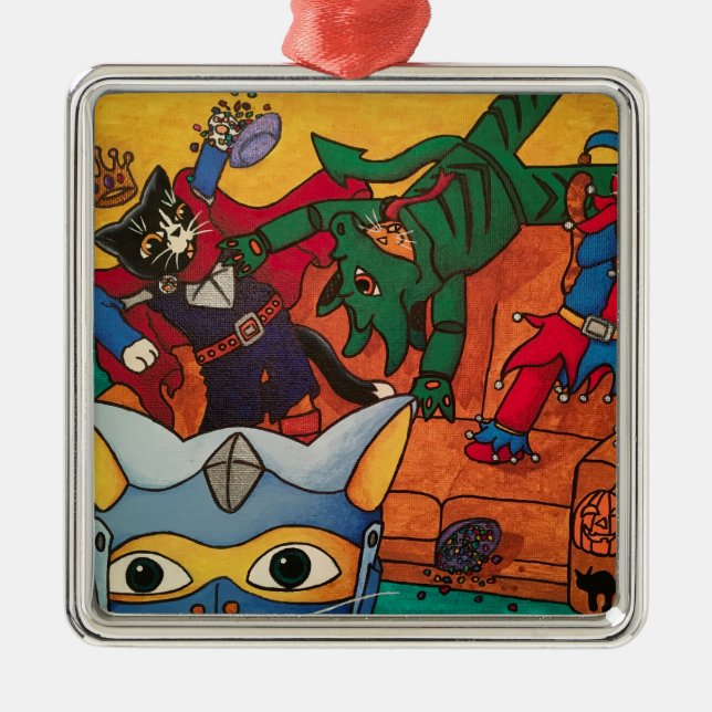 Halloween Medieval Knight Costume Cats Julgransprydnad Metall (Framsidan)