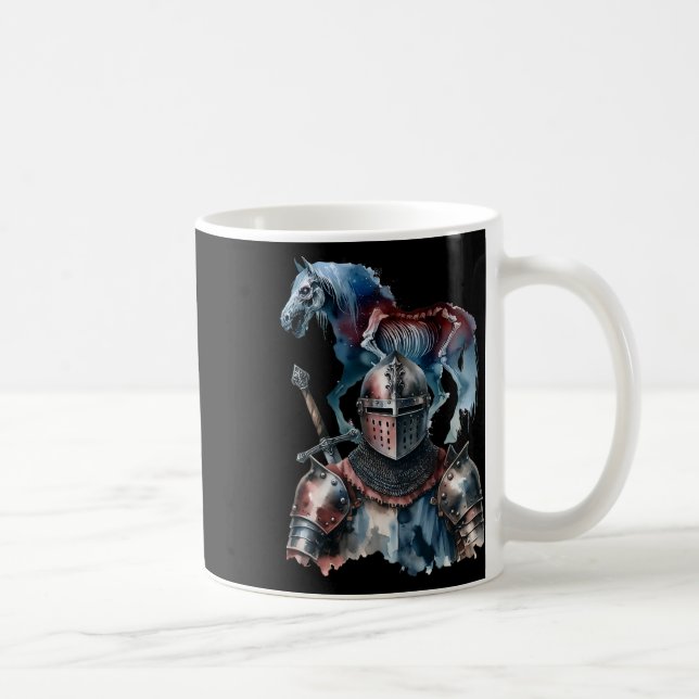 Halloween Medieval Knight Horses Knight Armor Hors Kaffemugg (Höger)