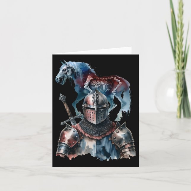 Halloween Medieval Knight Horses Knight Armor Hors Kort (Framsida)