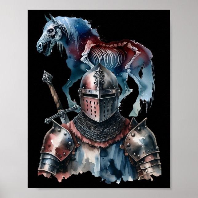 Halloween Medieval Knight Horses Knight Armor Hors Poster (Framsidan)