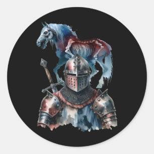 Halloween Medieval Knight Horses Knight Armor Hors Runt Klistermärke