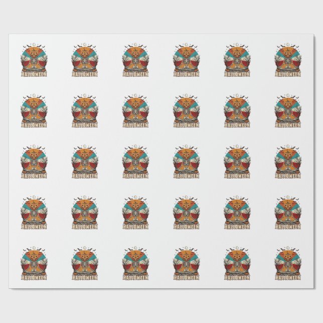 Halloween mediterande pumpa skelett retro sol Ba Presentpapper (Platt)