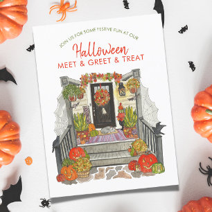Halloween Meet, Greet och Treat Party-inbjudan Vykort