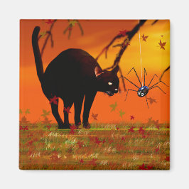 Halloween Meeting - Svart katt och Spider Magnet