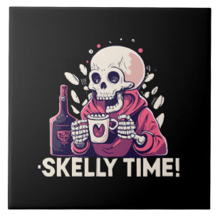 halloween men det är skelett-tid kakelplatta