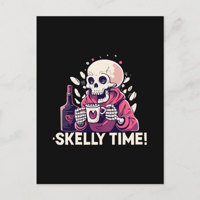 halloween men det är skelett-tid vykort (Framsida)