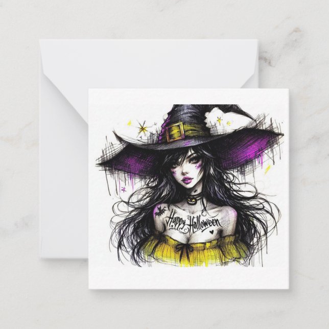 Halloween mer hänförande med "Happy halloween" Anteckningskort (Framsida)