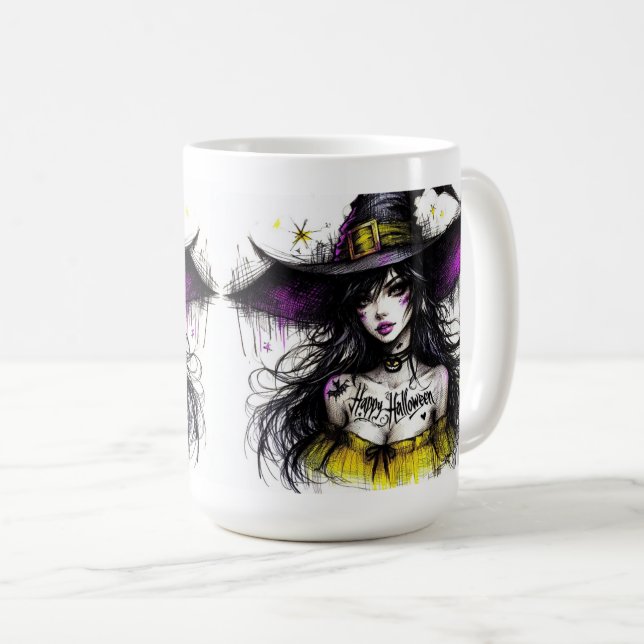 Halloween mer hänförande med "Happy halloween" Kaffemugg (Framsida höger)