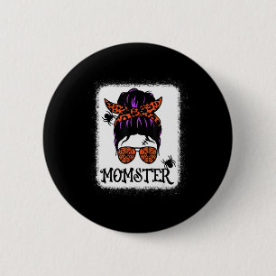 Halloween Messy Bun Leopard Pumpkin Momster Knapp