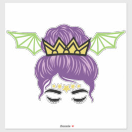 Halloween Messy Bun Sticker – Purple Hair Bat Wing Klistermärken