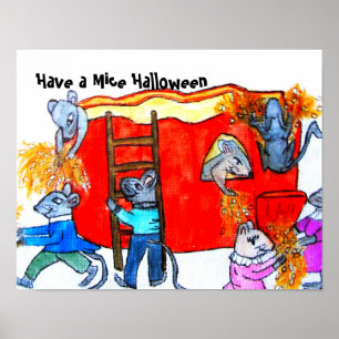 HALLOWEEN MICE RENAN PUMPKIN POSTER
