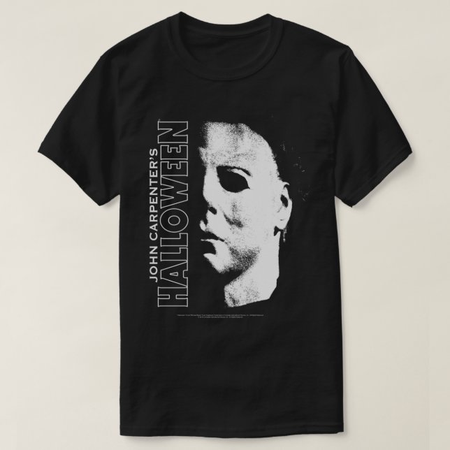 Halloween Michael Myers Large Ansikte Långärmad T Shirt (Design framsida)
