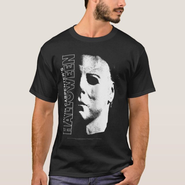 Halloween Michael Myers Large Ansikte Raglan Baseb T Shirt (Framsida)