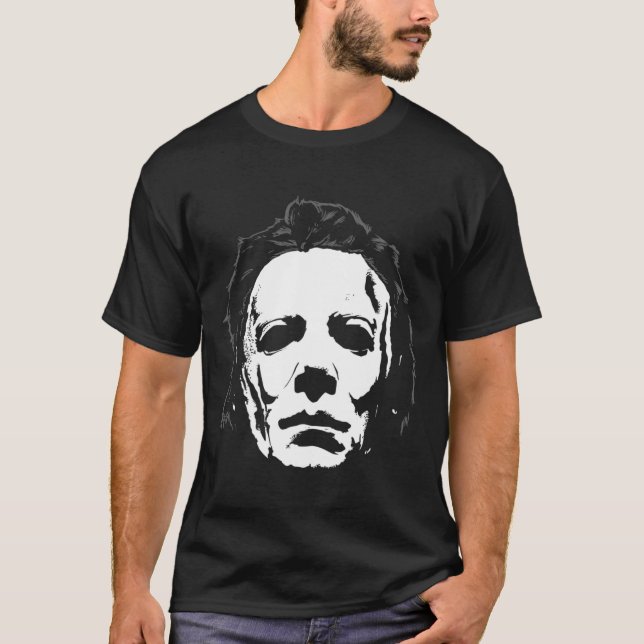 Halloween Michael Myers Mask Big Ansikte T-Shirt (Framsida)