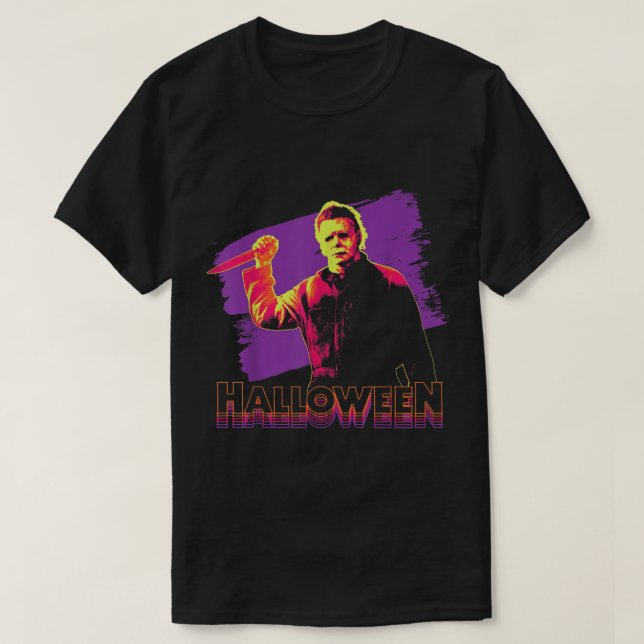 Halloween Michael Myers Neon Porträtt T Shirt (Design framsida)