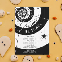 Halloween-middag/Drink-meny | Svartvitt