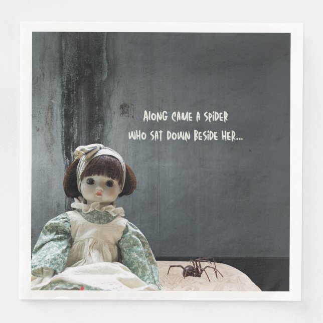 Halloween Middag Napkins, Creepy Miss Muffet Pappersservett (Framsida)