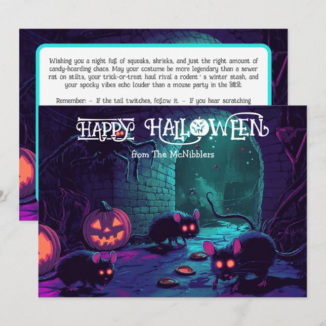 Halloween Midnight Square Show Card Inbjudningar (Fram/baksida)