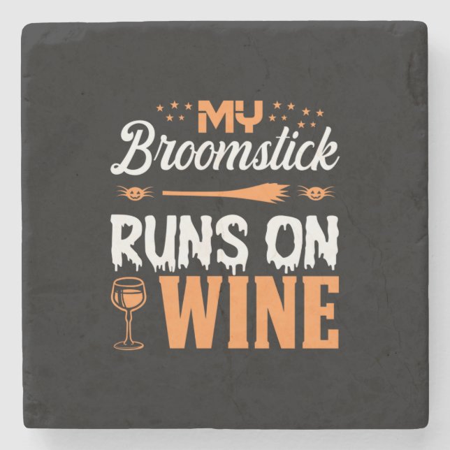 Halloween min Broomstick Springa på Vin-födelsedag Stenunderlägg (Framsidan)